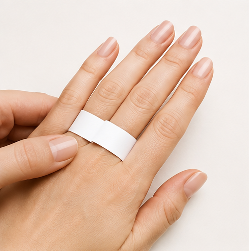 پیچیدن نوار کاغذی دور انگشت برای تعیین سایز انگشتر